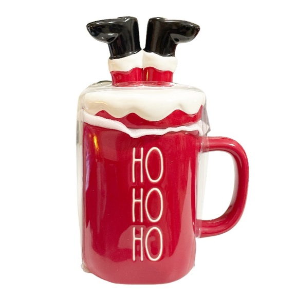 NEW Rae Dunn HO HO HO Mug w/Santa Legs Topper 🎅🏻 🎅🏻 - Picture 1 of 5